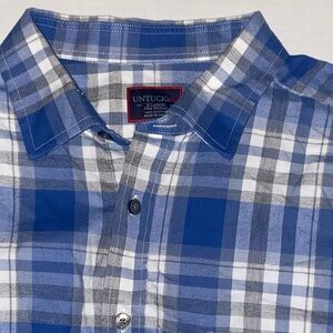 UNTUCKit Button Up Blue Plaid Long Sleeve Shirt Men's XL TALL REGULAR EUC 0015